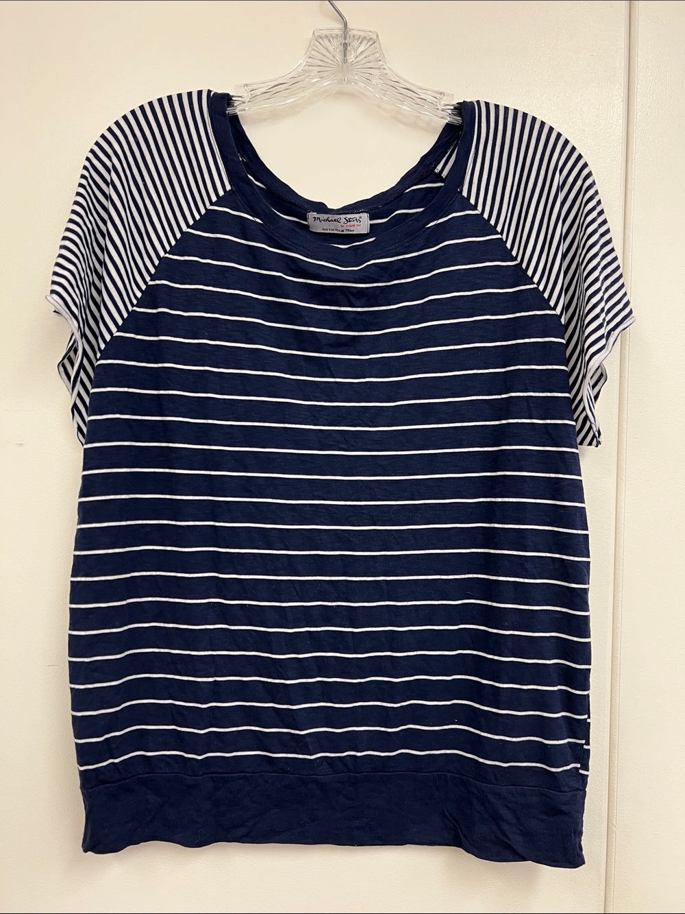 Michael Stars Classic Navy and White Striped Short Sleeve Top Soft Modal Blend T